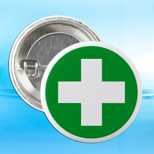 First Aid (White Cross) - Ambulance, Zuster, Help Ronde Button 5,7 Cm