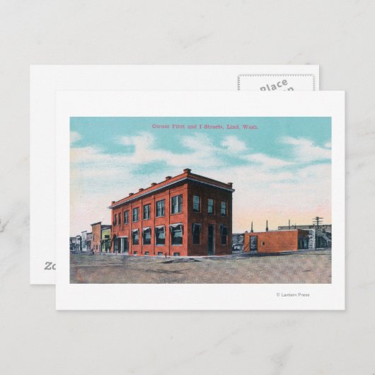 First and I Street CornerLind, WA Briefkaart (Voorkant / Achterkant)