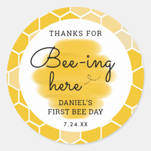 First Bee Day Bedankt dat je hier bent Ronde Sticker