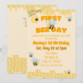 First Bee Day, Bumble Bee 1st Birthday Kaart (Voorkant / Achterkant)