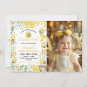 First Bee Day Floral Honey Bee Birthday Invitation (Devant)