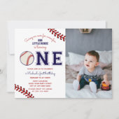 First Birthday Baseball Photo Kaart (Voorkant)