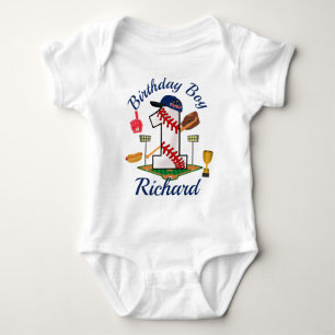 First Birthday Boy Baseball Romper