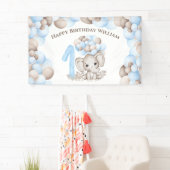 First Birthday Boy Cute Elephant Banner (Insitu)
