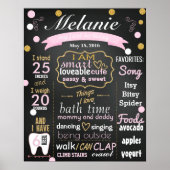 First Birthday Chalkboard sign confetti Poster (Voorkant)