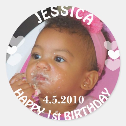 First Birthday Girl Sticker (Voorkant)