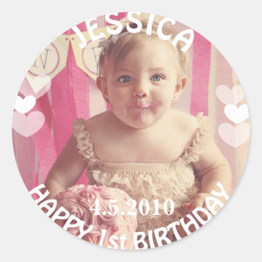 First Birthday Girl Sticker (Voorkant)