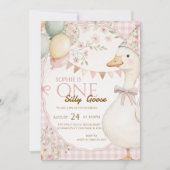 First birthday invitation with a fun goose design (Devant)