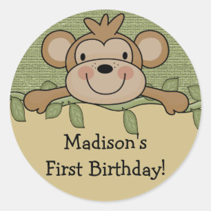 First Birthday Monkey Sticker