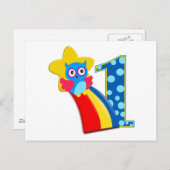 First Birthday Owl Briefkaart (Voorkant / Achterkant)