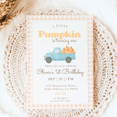 First Birthday Pumpkin Invitation - Blue Truck