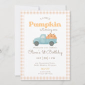 First Birthday Pumpkin Invitation - Blue Truck (Devant)