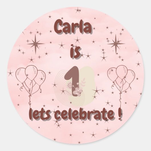  First Birthday Sticker – Cute Party Favor & Gift  (Devant)