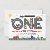 First Birthday Transportation Invitation (Devant)