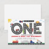 First Birthday Transportation Invitation (Devant / Derrière)