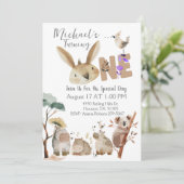 First Birthday Watercolor Safari Animals Kaart (Staand voorkant)