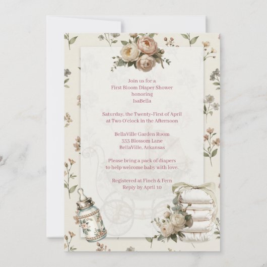 First Bloom Diaper Shower Invitation (Dos)