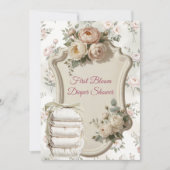 First Bloom Diaper Shower Invitation Kaart (Voorkant)