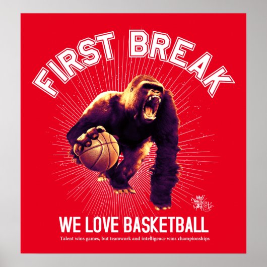 First Break, Love Basketball, gorilla (white ver.) Poster (Voorkant)