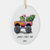 First Car Personalized Dinosaur Monster Truck Keramisch Ornament (Rechts)
