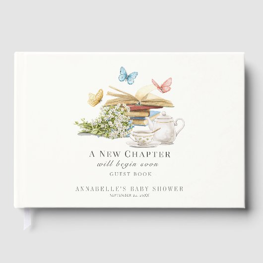 First Chapter Book Tea Set Butterflies Baby Shower Gastenboek (Voorkant)