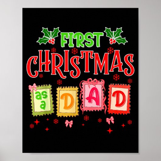 First Christmas As A Dad 2025 Coquette Bow Matchin Poster (Voorkant)