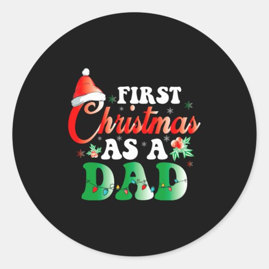 First Christmas As A Dad Xmas Lights New Dad Chris Ronde Sticker (Voorkant)