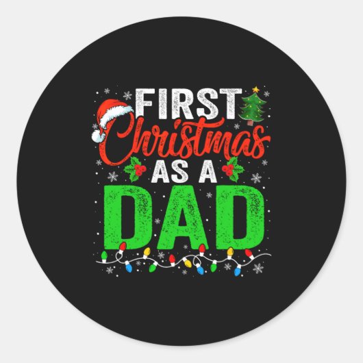 First Christmas As A Dad Xmas Lights New Dad Chris Ronde Sticker (Voorkant)