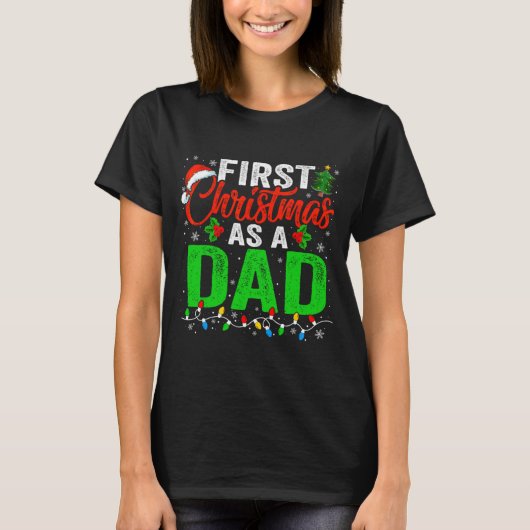 First Christmas As A Dad Xmas Lights New Dad Chris T-shirt (Voorkant)
