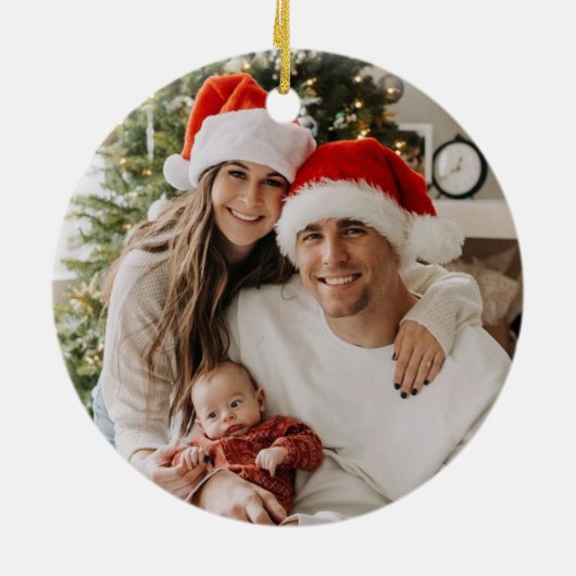 First Christmas as a Family of Three Keramisch Ornament (Achterkant)