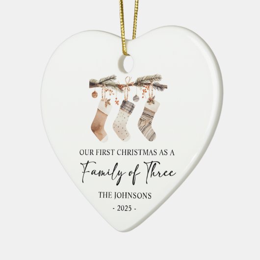 First Christmas as a Family of Three Keramisch Ornament (Links)