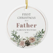 First Christmas as a Father Name Year Keramisch Ornament (Voorkant)
