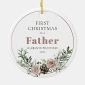 First Christmas as a Father Name Year Keramisch Ornament (Achterkant)