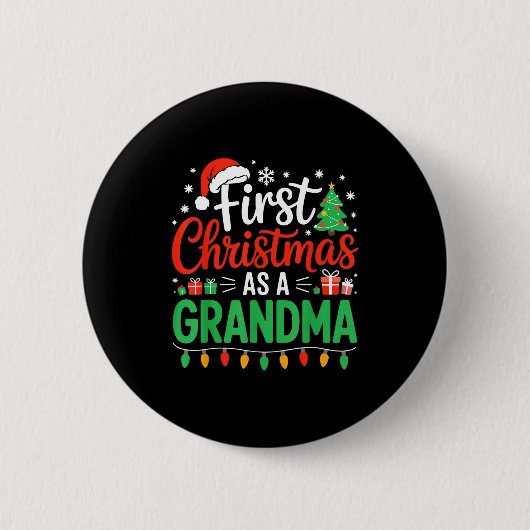 First Christmas As A Grandma Matching New Nana Gra Ronde Button 5,7 Cm (Voorkant)