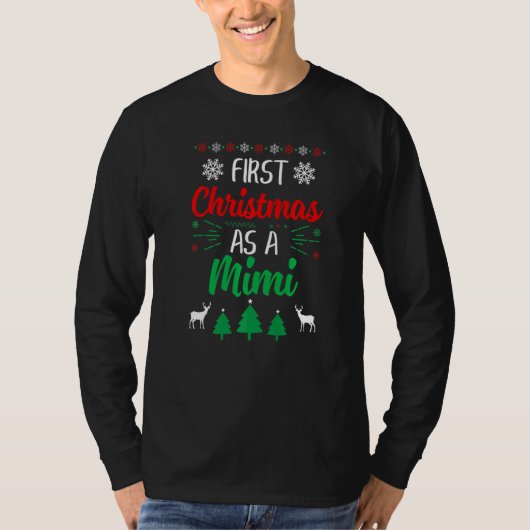 First Christmas As A Mimi Xmas First Time Grandma T-shirt (Voorkant)