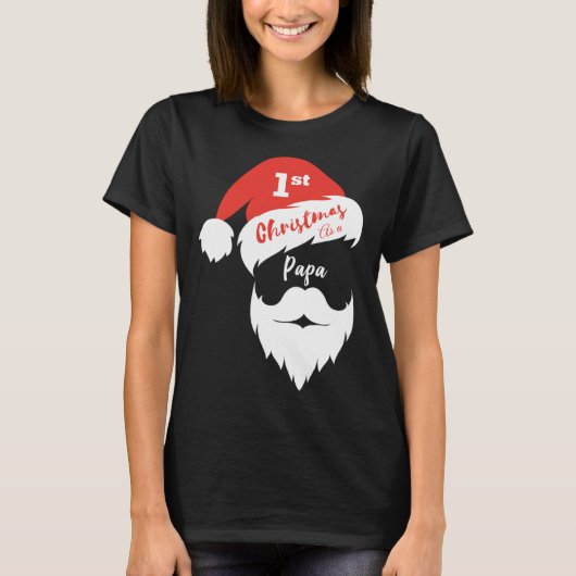 First Christmas As A Papa  Santa Face T-shirt (Voorkant)