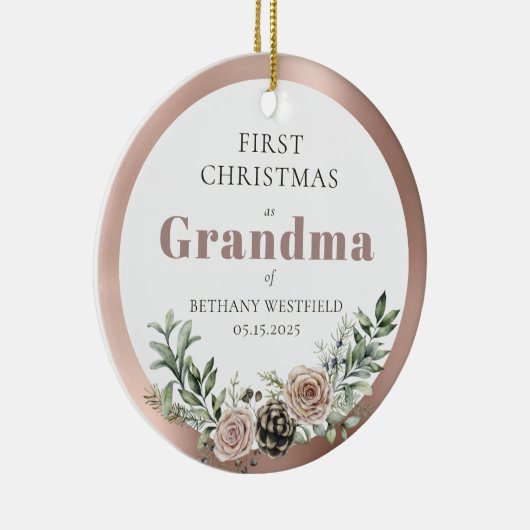First Christmas as Grandma Photo Keepsake Keramisch Ornament (Rechts)