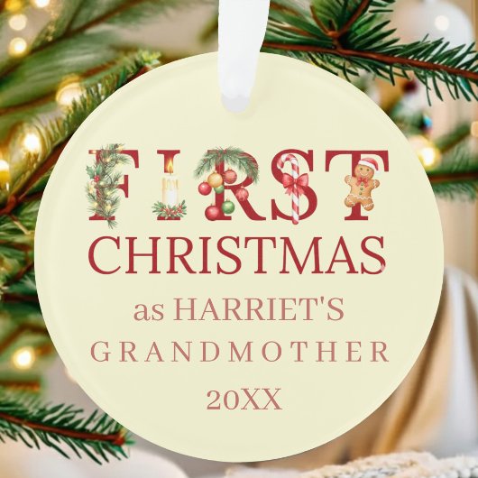 First Christmas as Grandma Red Typography – Custom