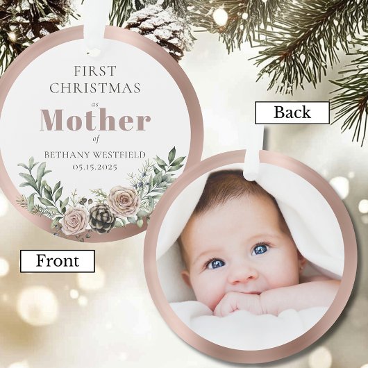 First Christmas as Mother Photo Keepsake Ornament