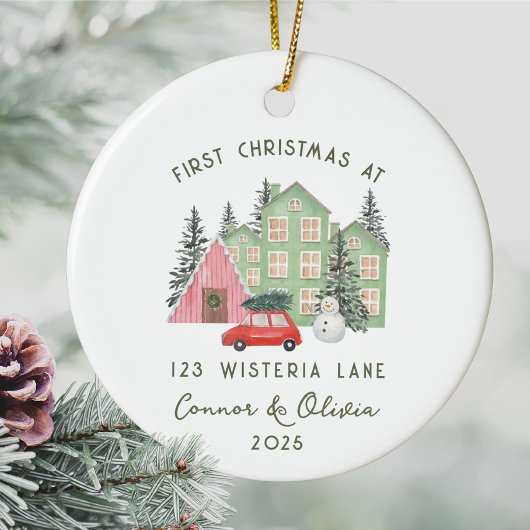 First Christmas at New Home Personalized Address Keramisch Ornament