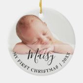 First Christmas Baby 2 Photo Script Name Keramisch Ornament (Achterkant)