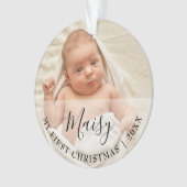 First Christmas Baby 2 Photo Script Name Ornament (devant)