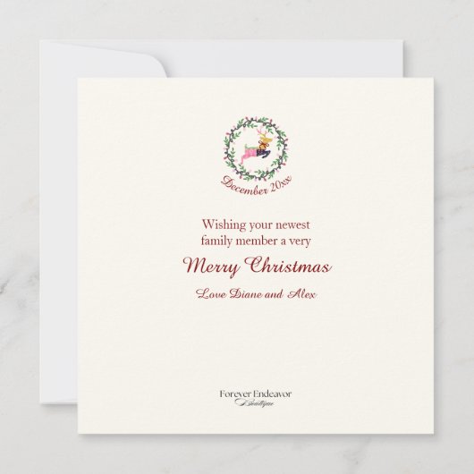 First Christmas Deer with Wreath Customize Card (Achterkant)