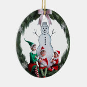 First Christmas Elf Team Wreath Photo Ceramic  Keramisch Ornament (Rechts)