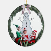 First Christmas Elf Team Wreath Photo Ceramic  Keramisch Ornament (Links)