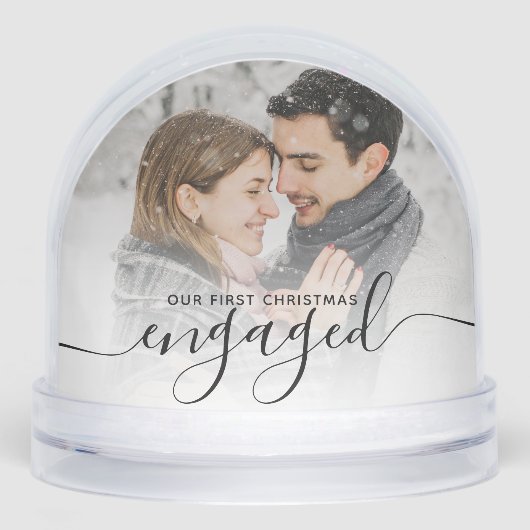 First Christmas Engaged 2 Photo Black Script (Avant)