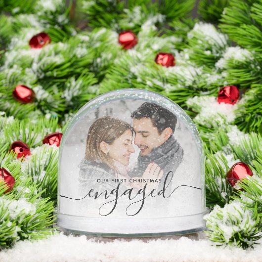 First Christmas Engaged 2 Photo Black Script (Noël)