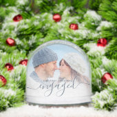 First Christmas Engaged 2 Photo Dusty Blue Script (Noël)