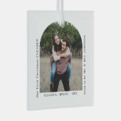 First Christmas Engaged Couples Photo Arch Glas Ornament (Voorkant Rechts)
