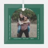 First Christmas Engaged Couples Photo Arch Glas Ornament (Voorkant)